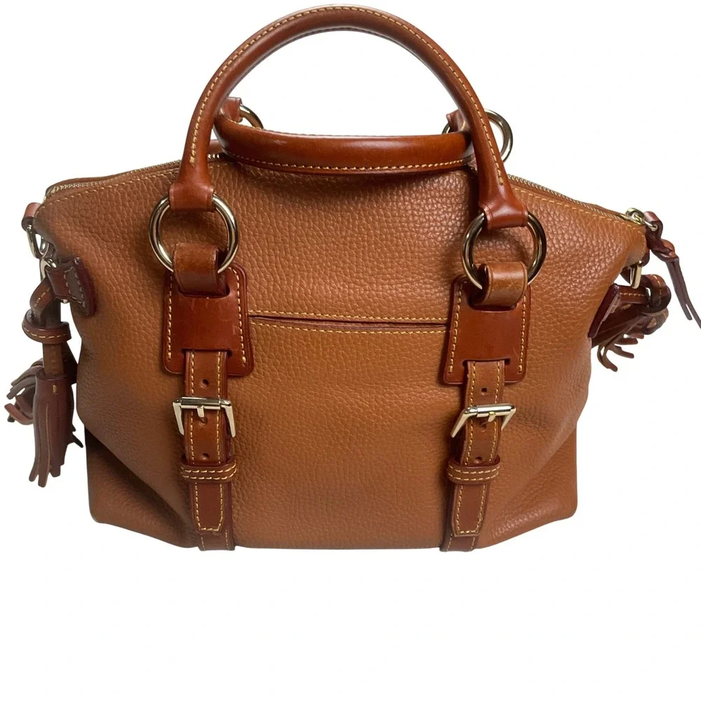 Dooney & Bourke Satchel Women Medium Ginger Pebbled Leather Good‎ Tassel Buckle